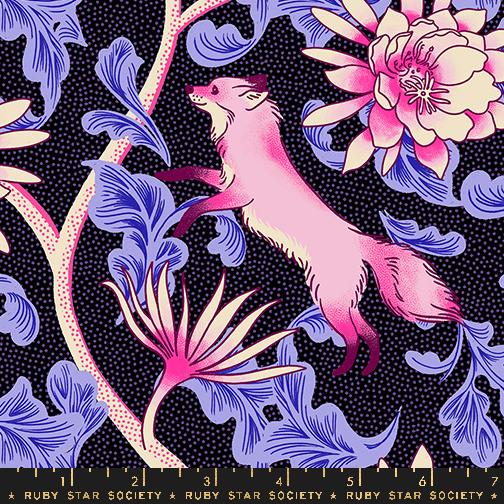 MO Glow Garden Pink Foxes and Flowers Black