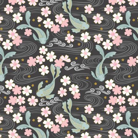Sakura Koi, Charcoal, Gold Metallic A919C