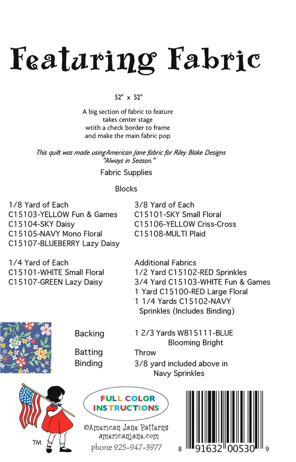 Featuring Fabric Quilt Pattern
