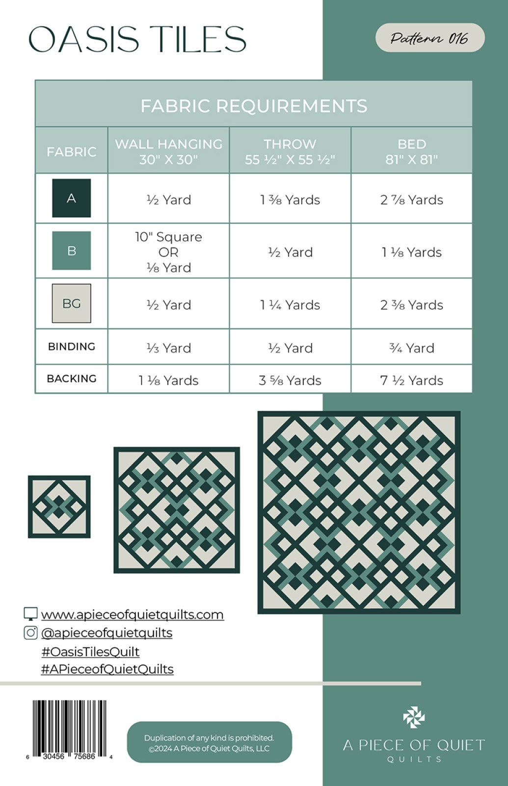 Oasis Tiles Quilt Pattern