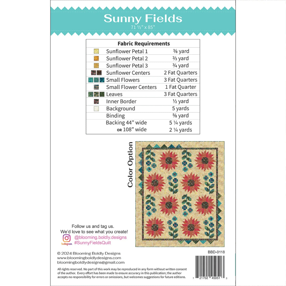 Sunny Fields Quilt Pattern