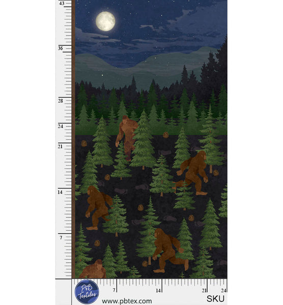 Black Bigfoot Country Nighttime Forest Panel