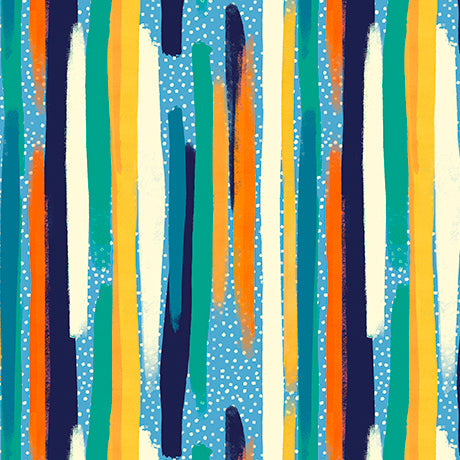 Blue Mingle Brush Strokes Cotton 44"/45" Fabric Per Yard