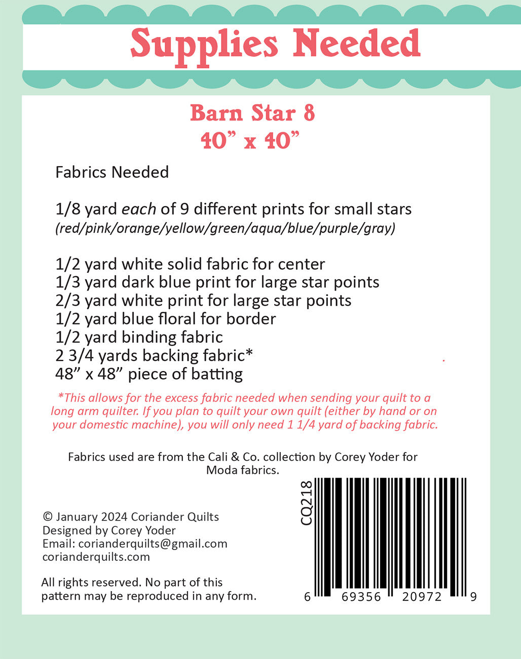 Barn Star 8 Quilt Pattern