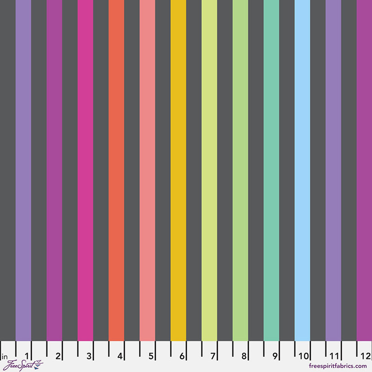 Carbon Disco Stripe True Colors 43/44" Cotton Fabric Per Yard