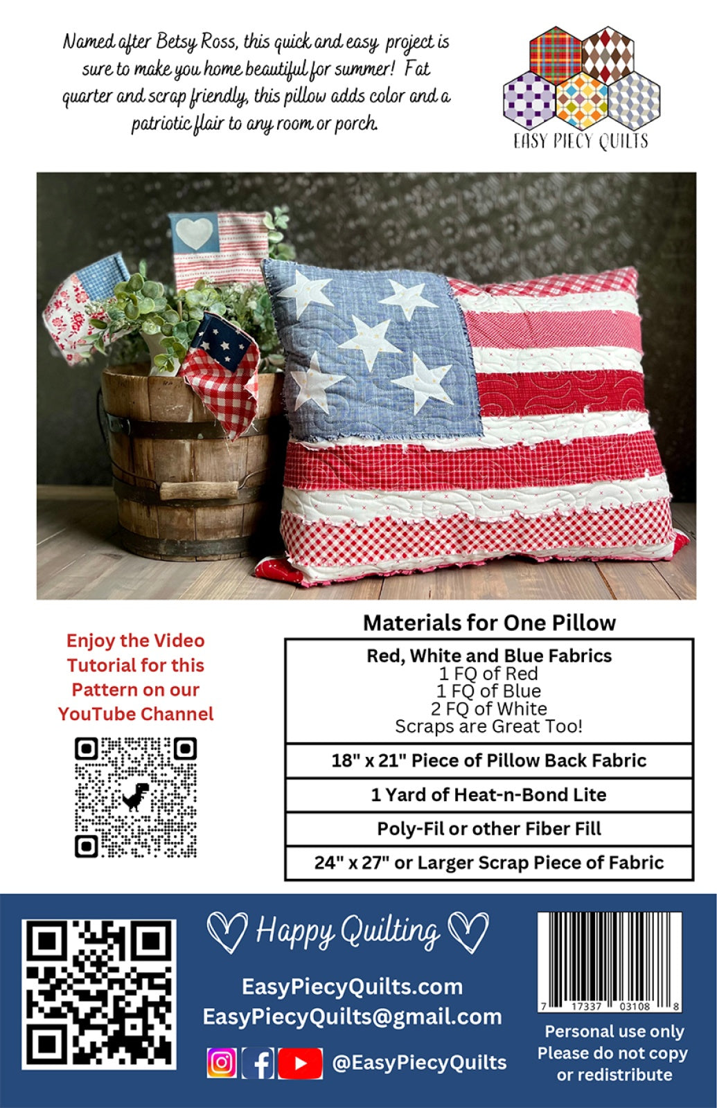 Betsy Quilted Pillow Pattern