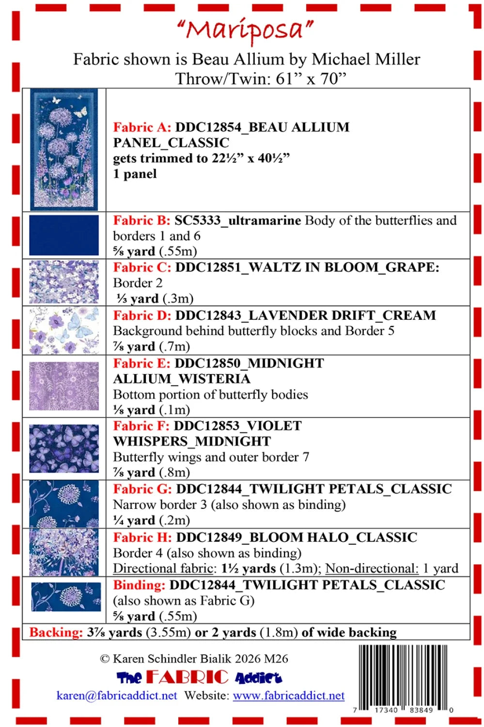 Mariposa Quilt Pattern