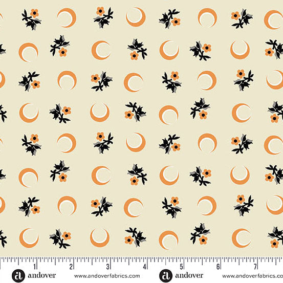 Flower Moon Orange Cream Nightfall 44"/45" Cotton Fabric Per Yard