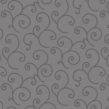 Grey Scroll Cotton Wideback Fabric per yard