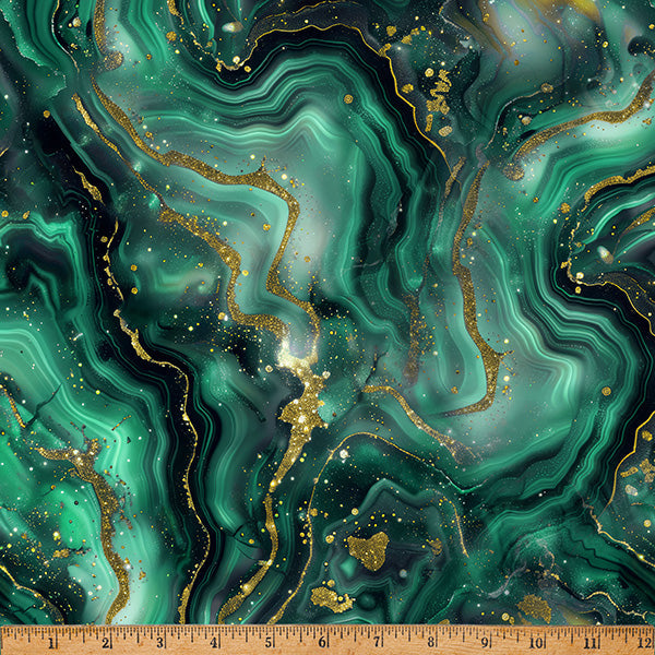 Jade Midnight Flora A Hoffman Spectrum Print Cotton 43"/44" Fabric Per Yard
