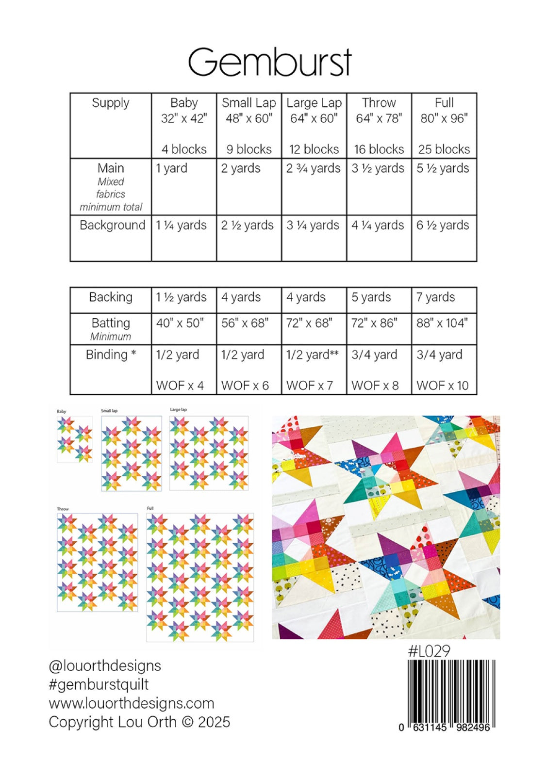 Gemburst Quilt Pattern