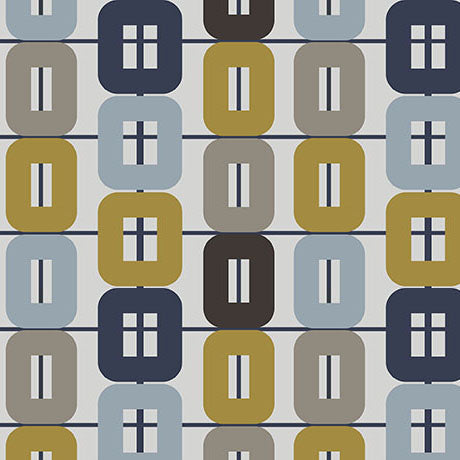 Light Gray Modern Refinement Rounded Box Geo Cotton 43"/44" Fabric Per Yard