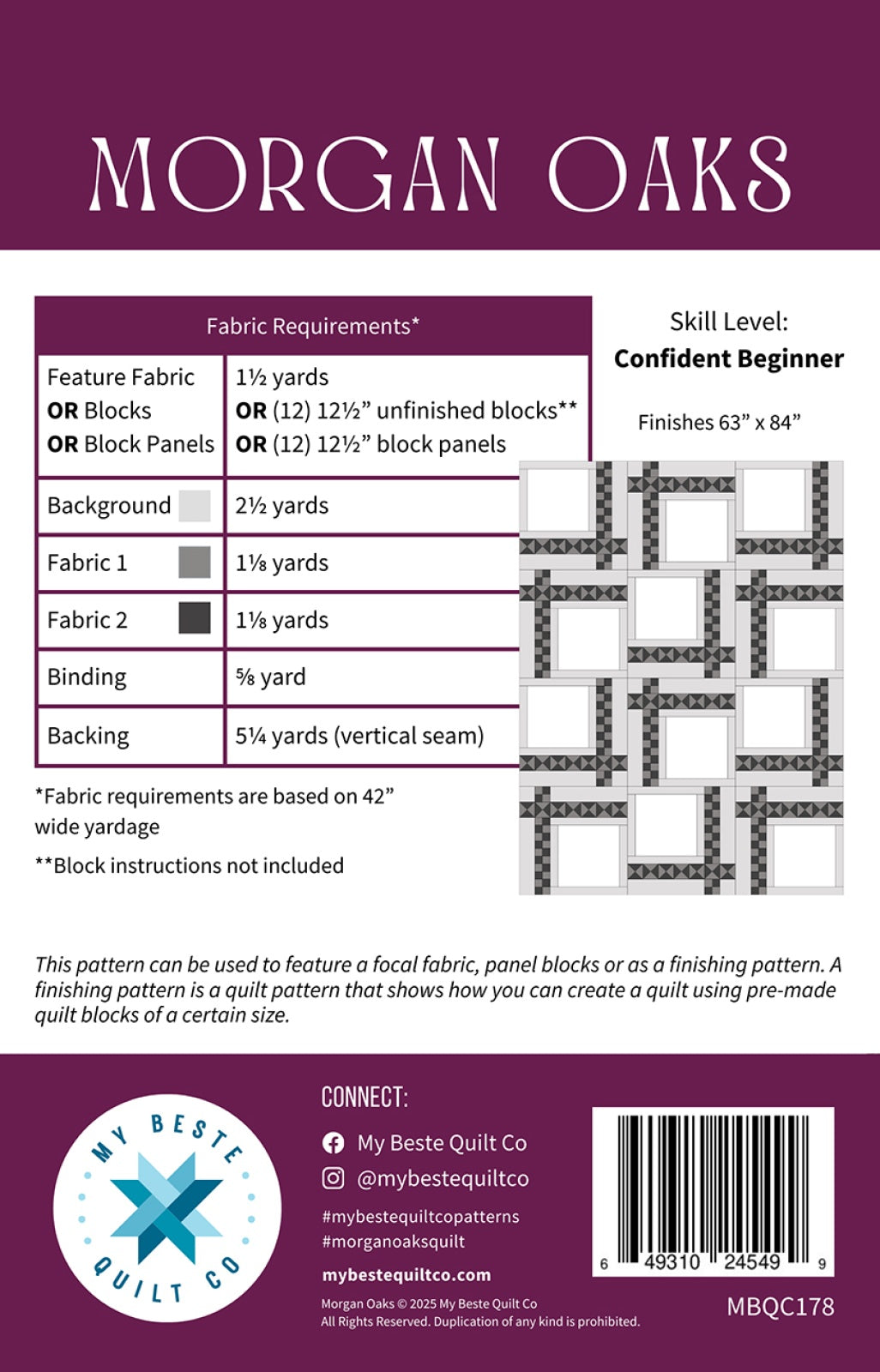Morgan Oaks Quilt Pattern