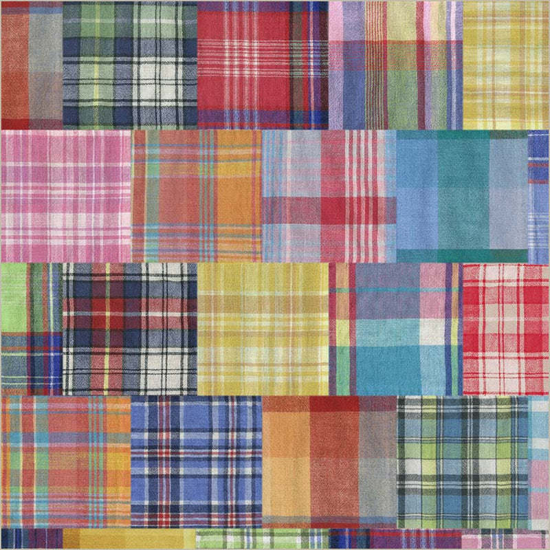 Madras Patchwork Multi Cotton Wideback Fabric per yard