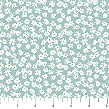 Mint Daisies Tender Cotton 44"/45" Fabric Per Yard