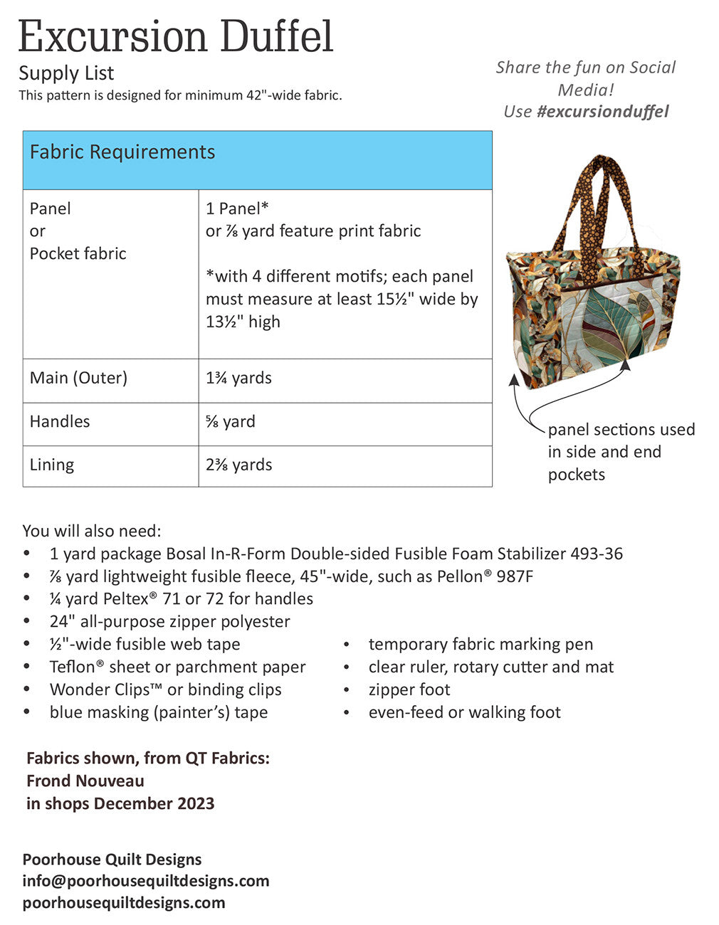 Excursion Duffel Pattern