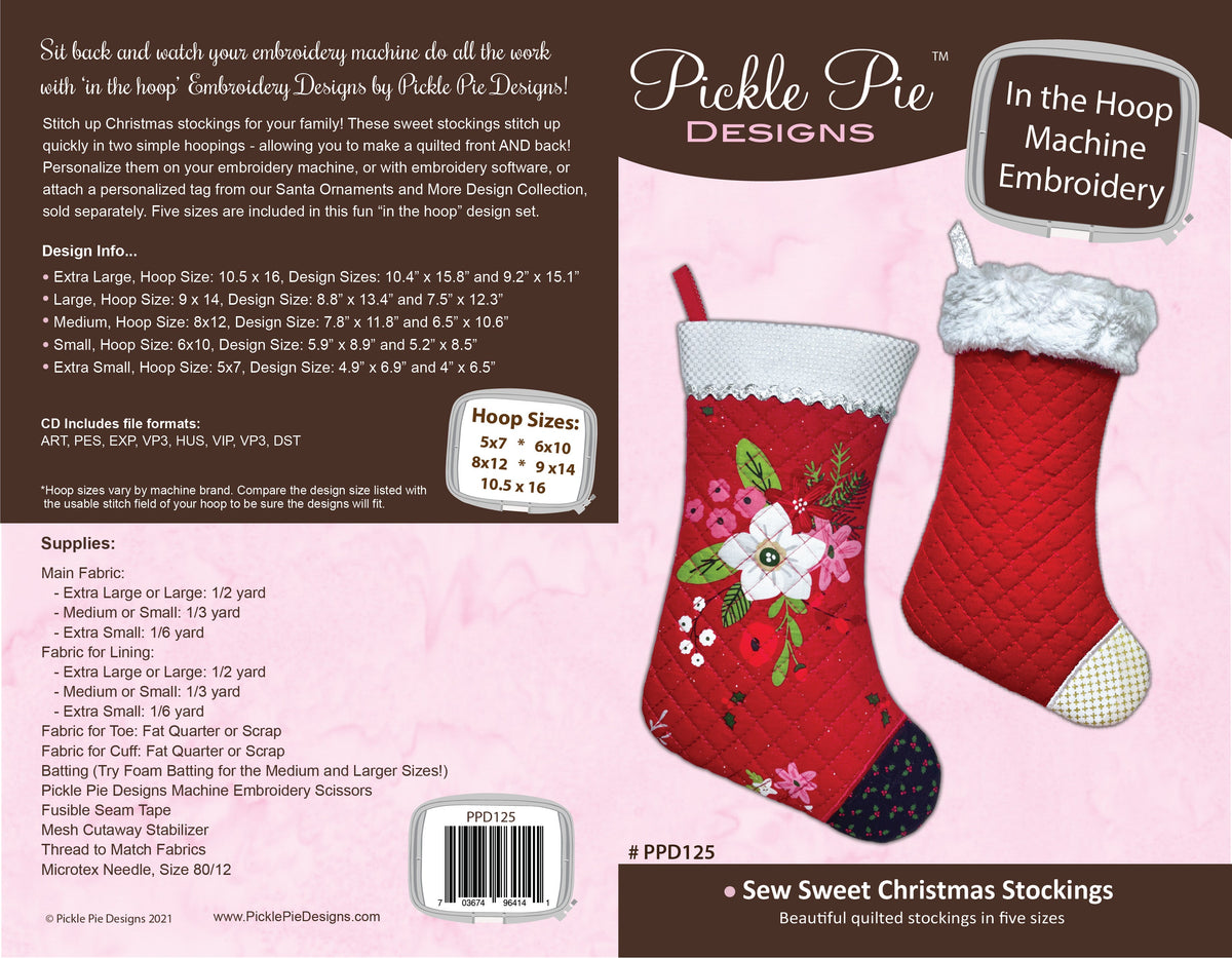 Sew Sweet Stockings In the Hoop Embroidery Design Collection