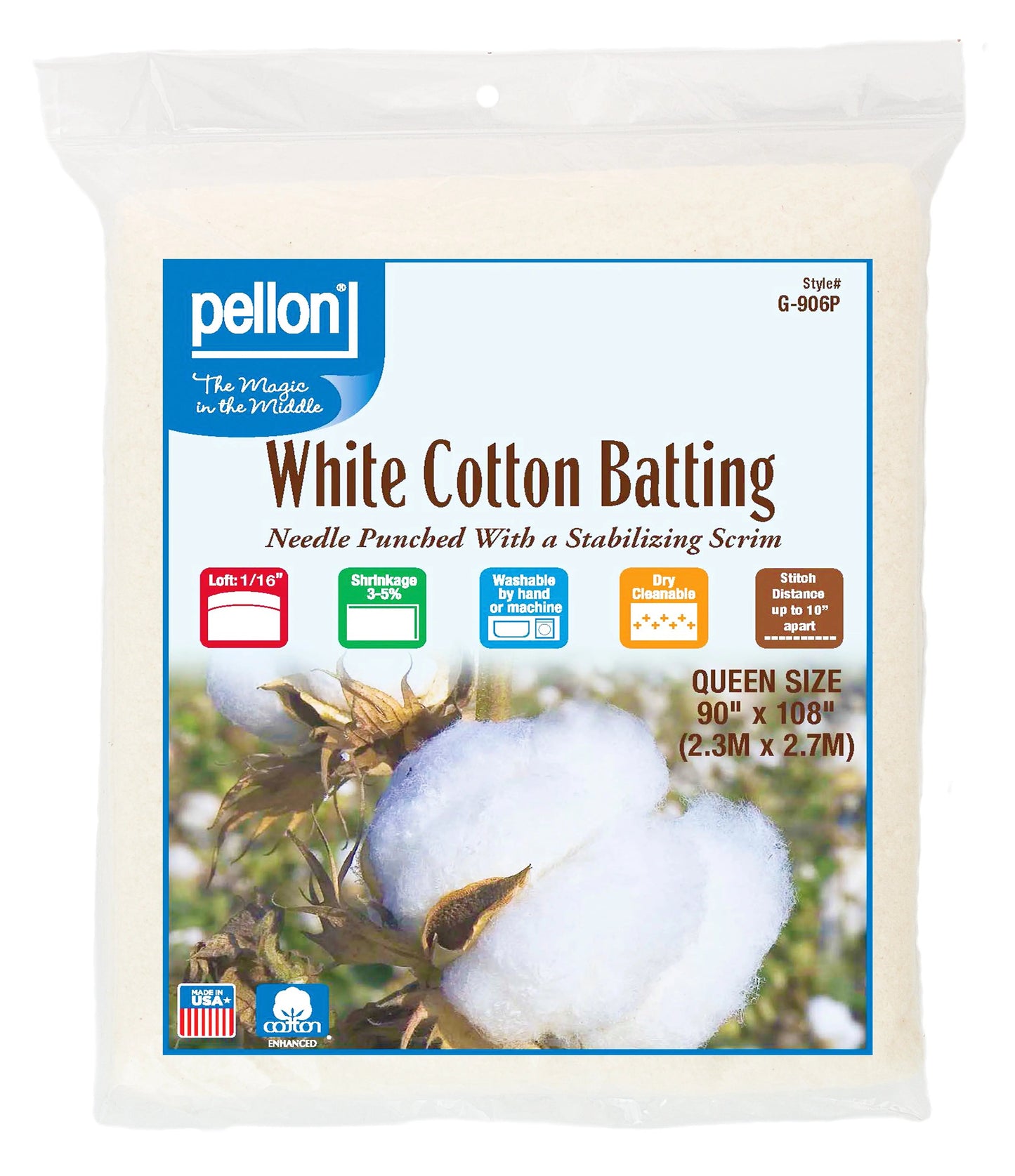 Pellon® Natural Cotton Batting With Scrim 90" x 6 yards Bolt.