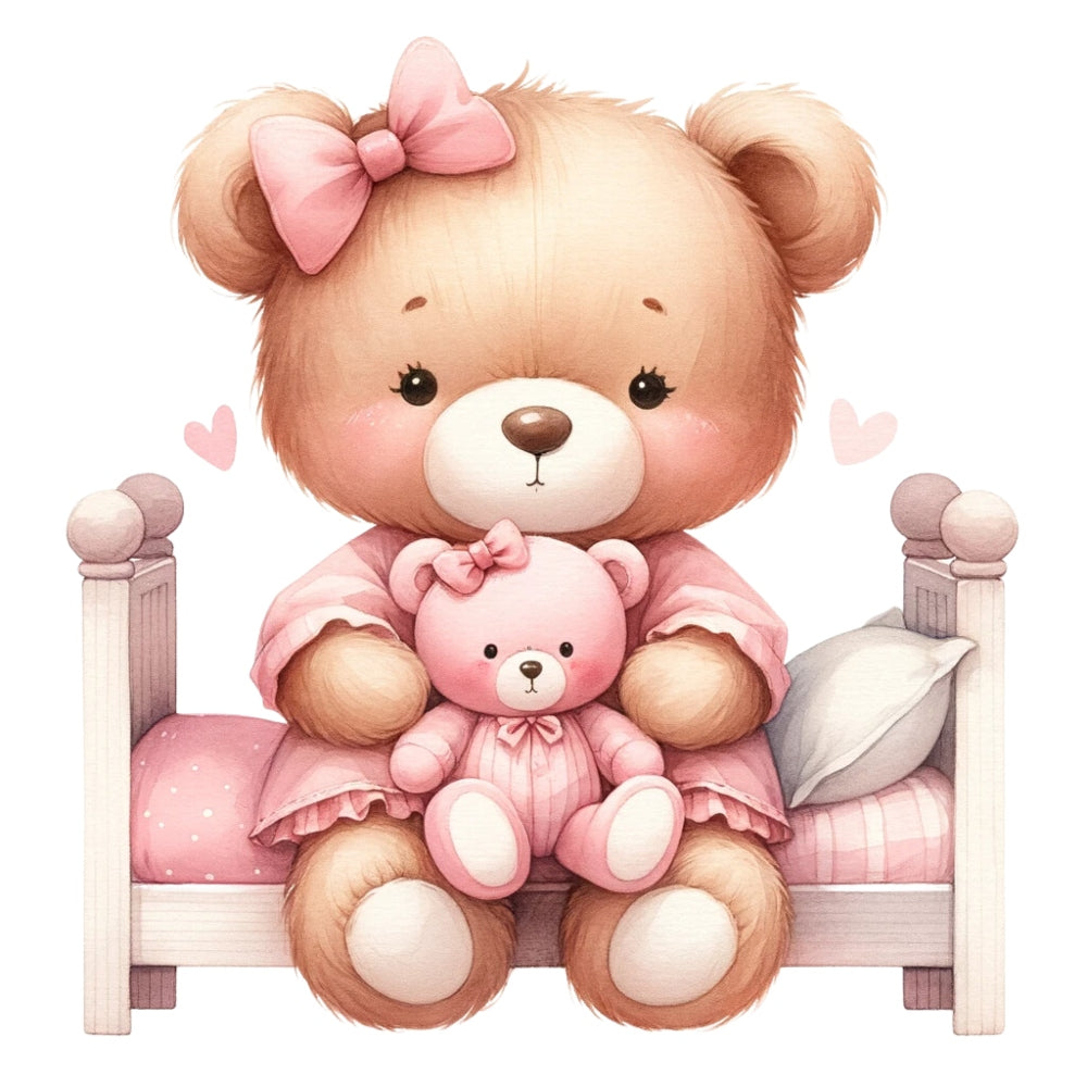 Pink Teddy Bears Fabric Panel 9