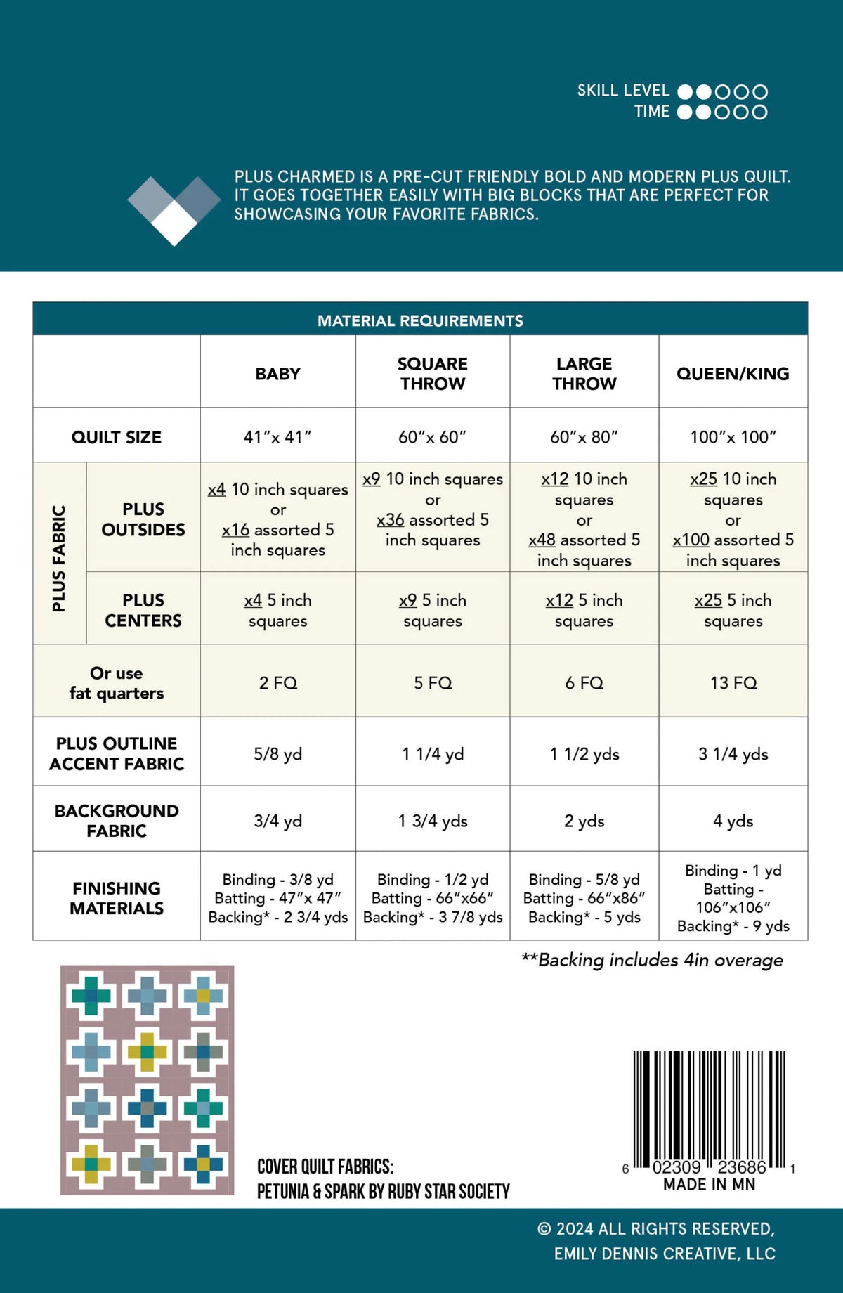 Plus Charmed Quilt Pattern
