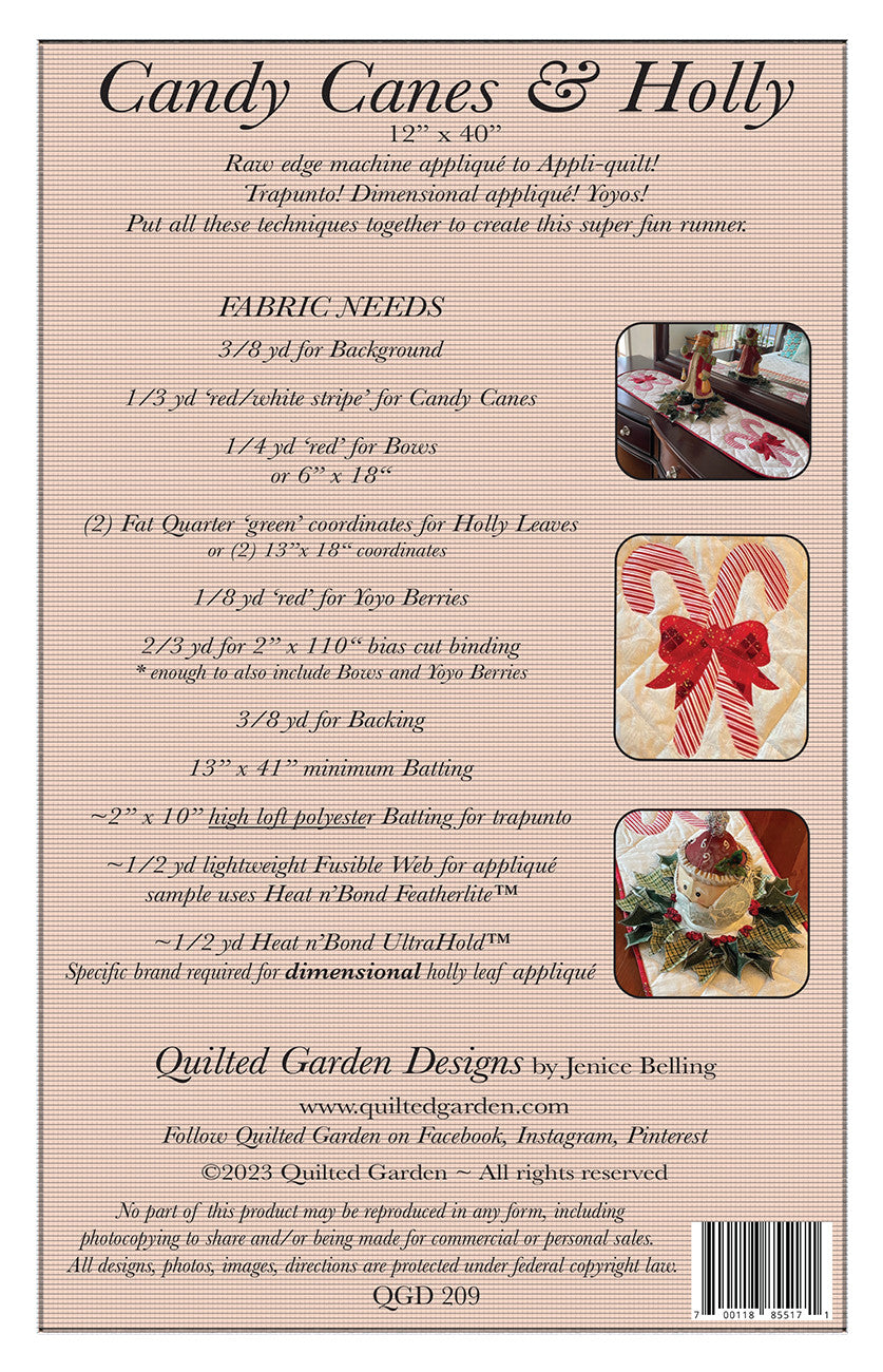 Candy Canes & Holly Quilt Pattern