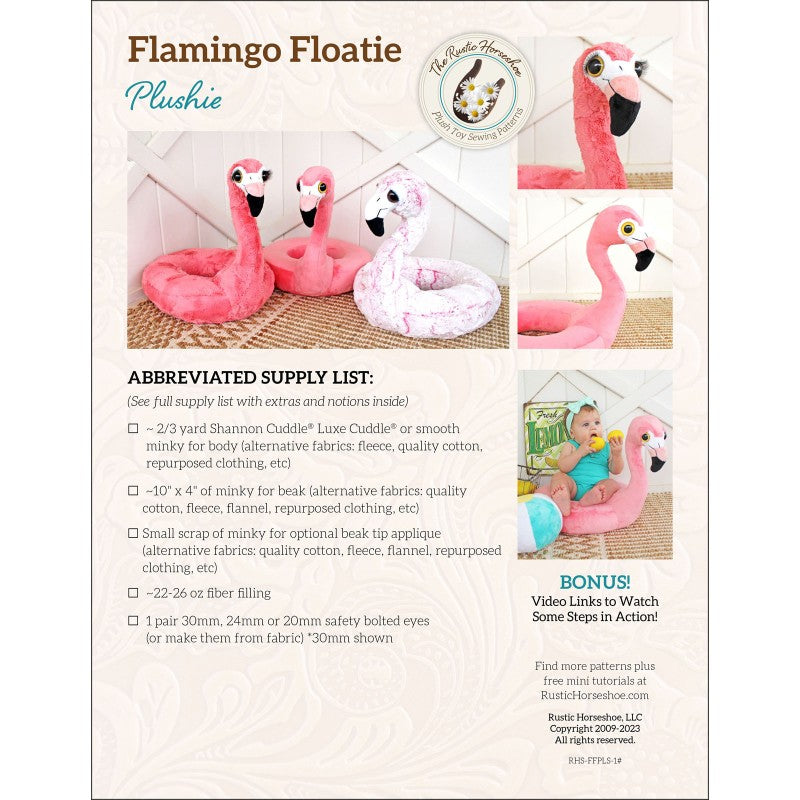 Flamingo Floatie Soft Toy Pattern