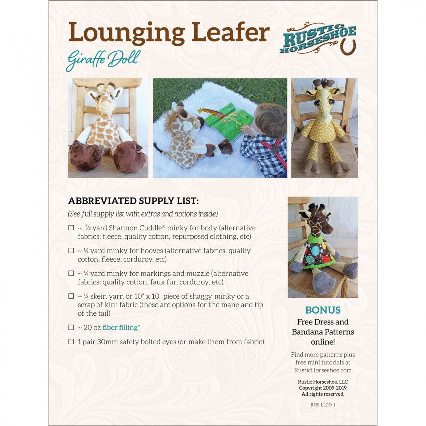 Lounging Leafer Giraffe Pattern - Pudgy Plushies