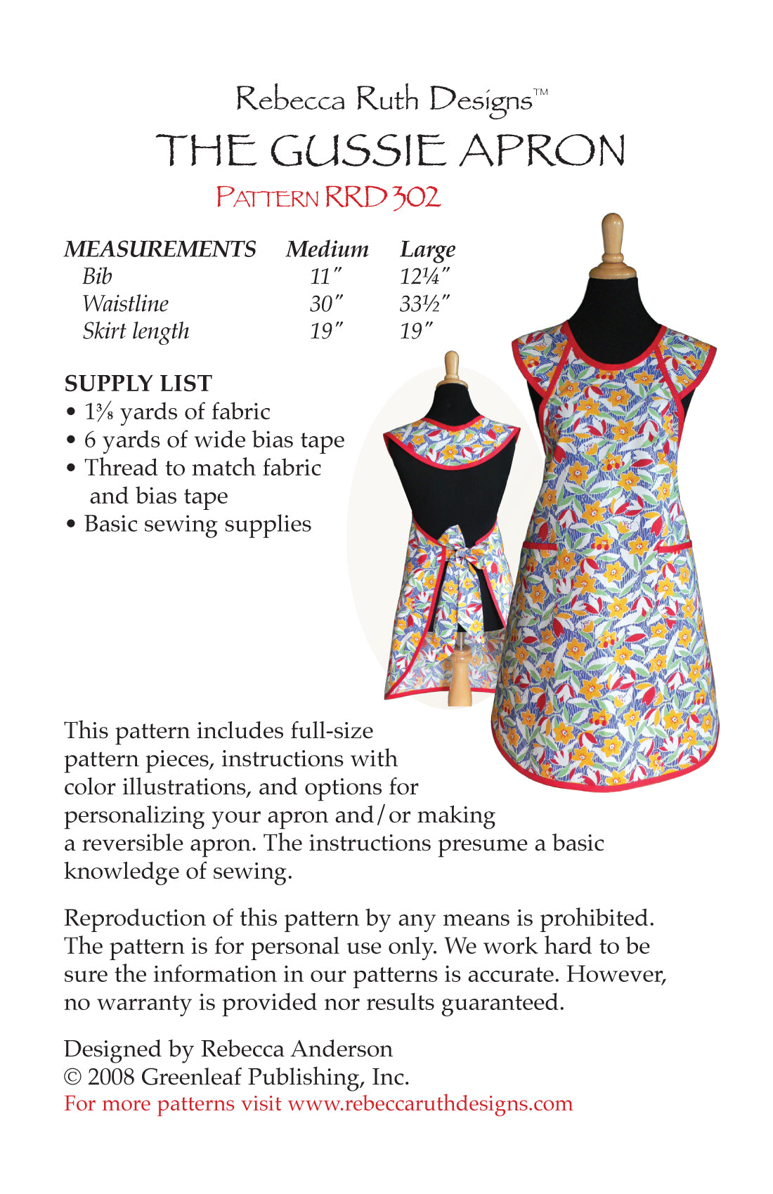 "Gussie" Apron Downloadable Pattern
