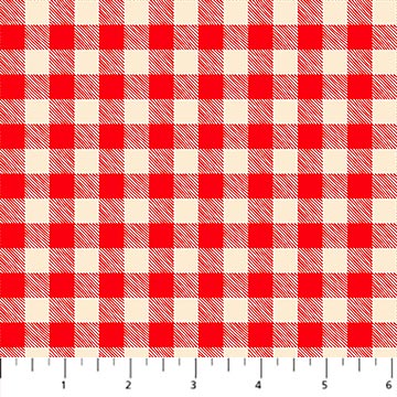 Red And Ivory Gingham Camping Therapy Cotton 44"/45" Fabric Per Yard