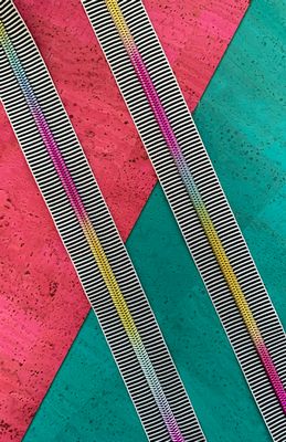 Black Stripe Zipper Tape with Rainbow teeth