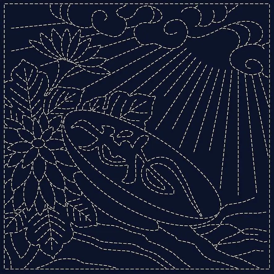 Sashiko Cloth Koi-Koi Chrysanthemum