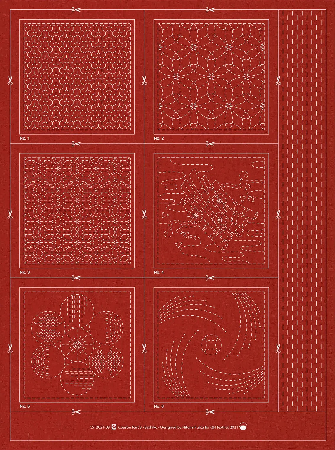Sashiko Coaster Pattern 3 Brick
