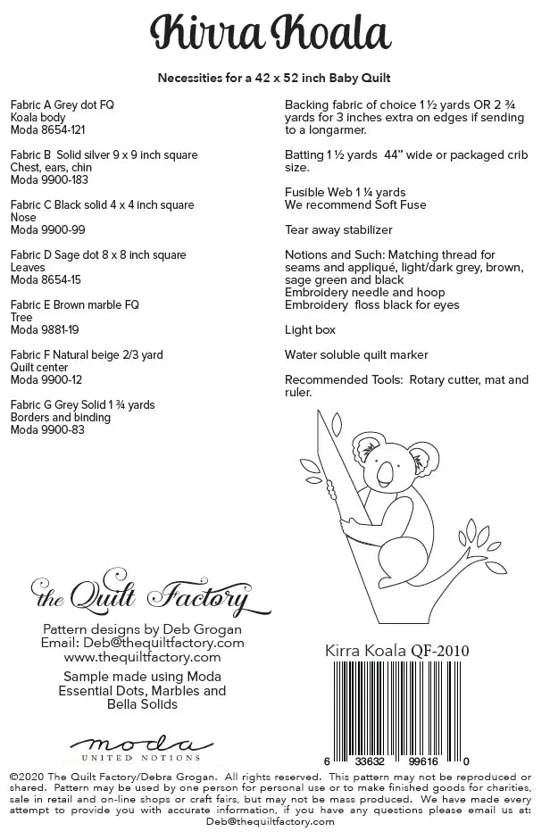 Kirra Koala Quilt Pattern