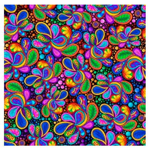 Black Carnivale Packed Paisleys Cotton 43"/44" Fabric Per Yard