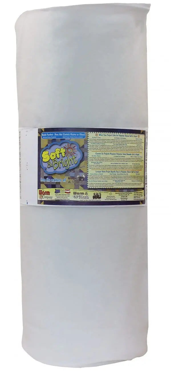 Soft & Bright 90" x 25 YD Batting - Premium Polyester Batting for Quilting
