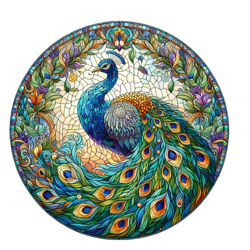 Stained Glass Peacocks Fabric Panel 11