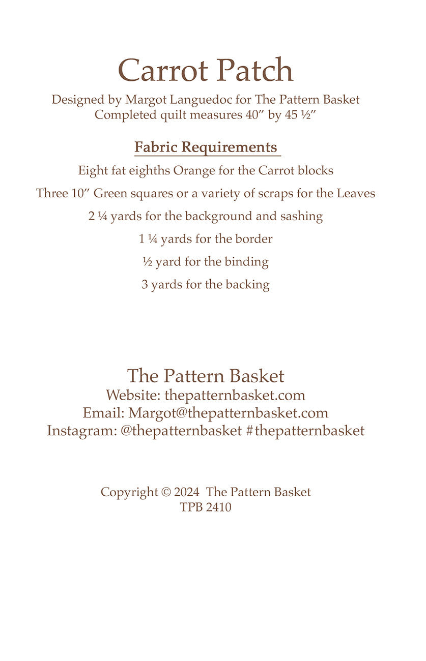 Carrot Patch Quilt Pattern