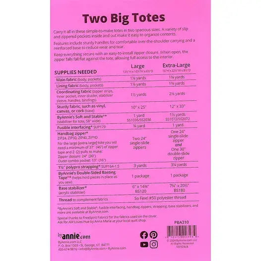 Two Big Totes - Bag Pattern