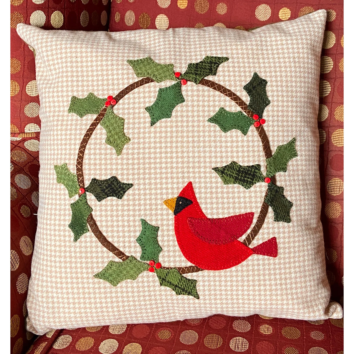 Cardinal Wreath Pillow Pattern