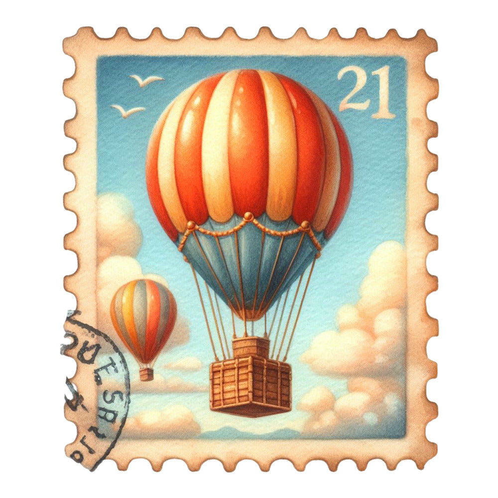 Vintage Travel Stamps Fabric Panel 1