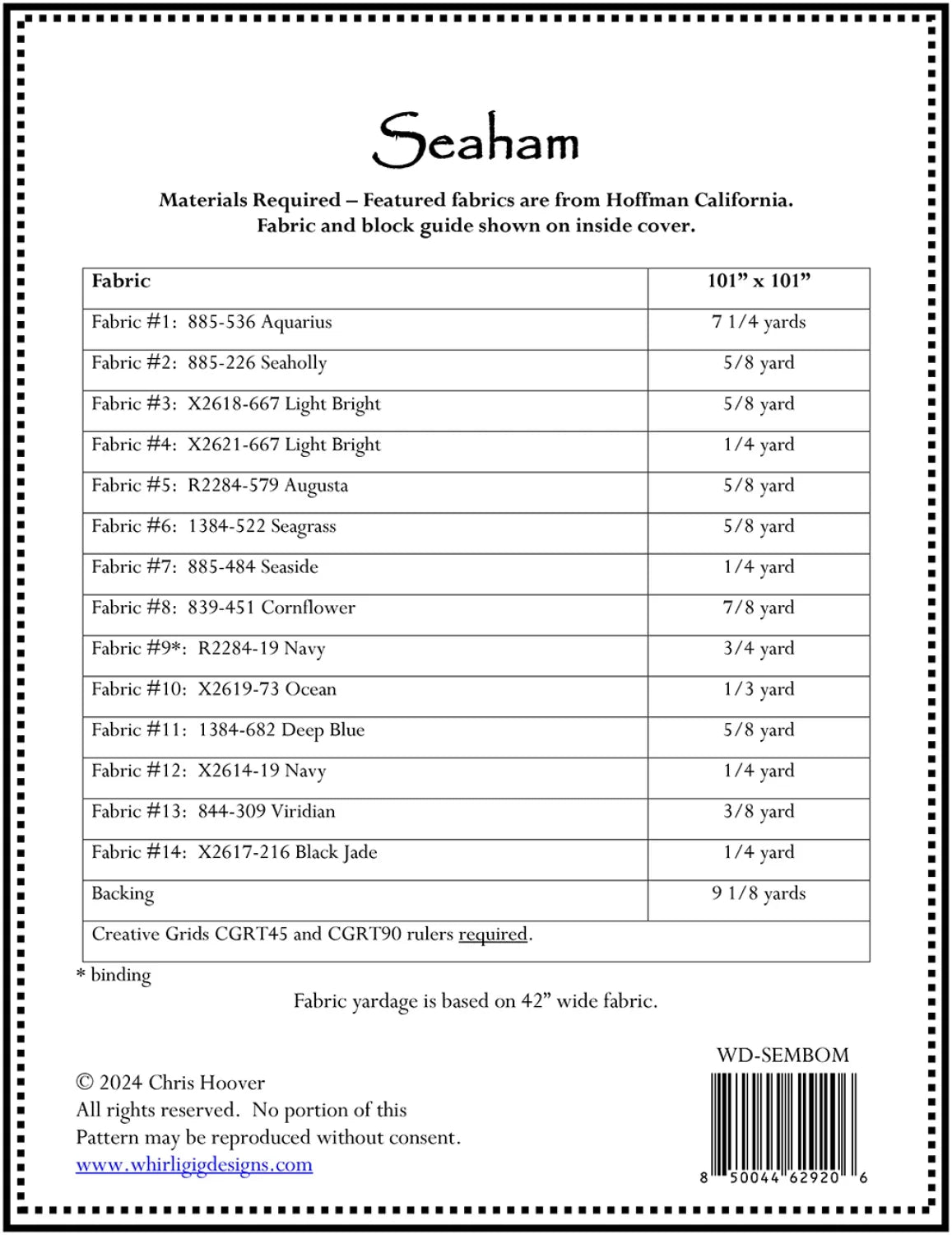 Seaham BOM Quilt Pattern