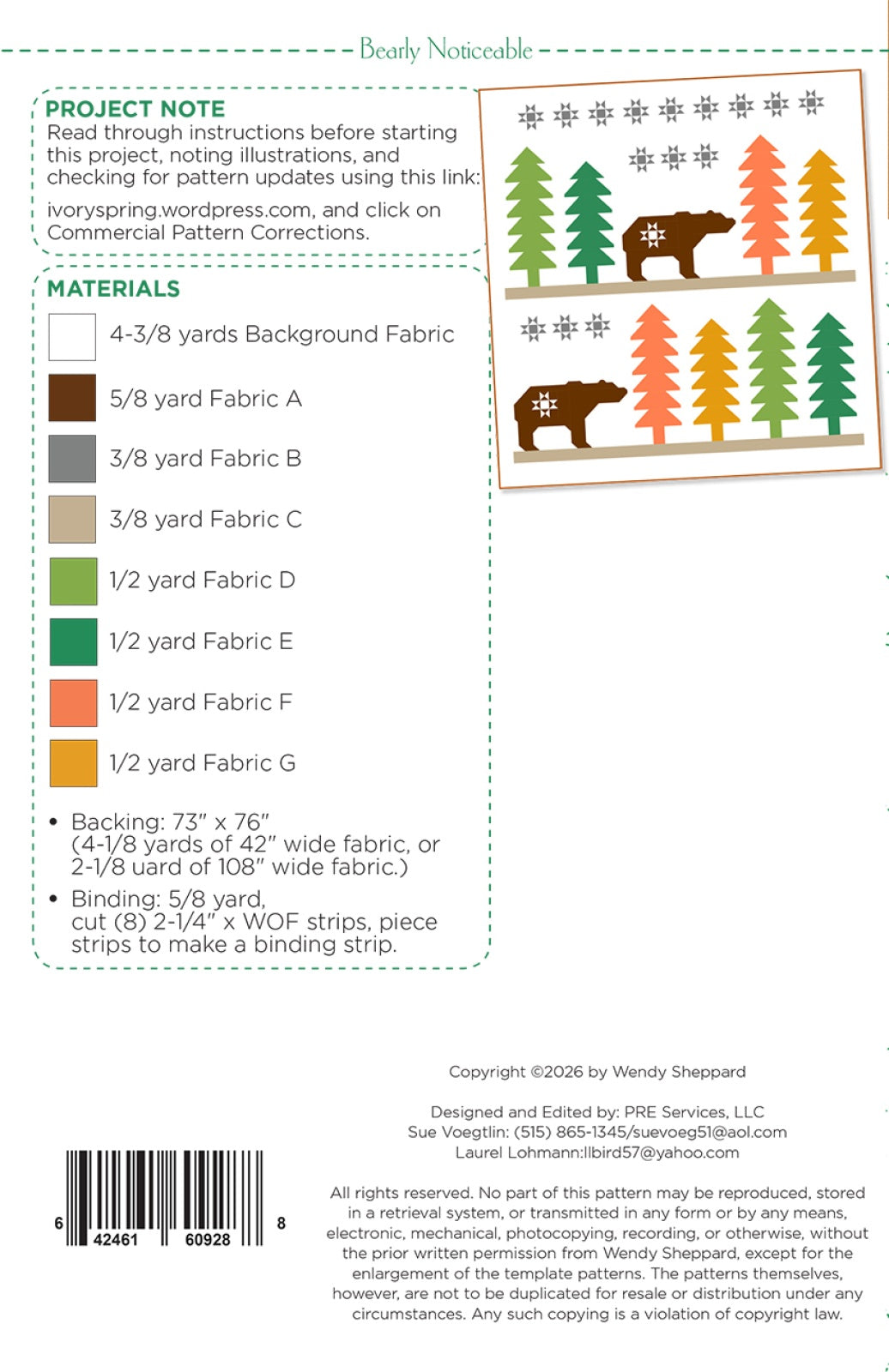 Bearly Noticeable Quilt Pattern