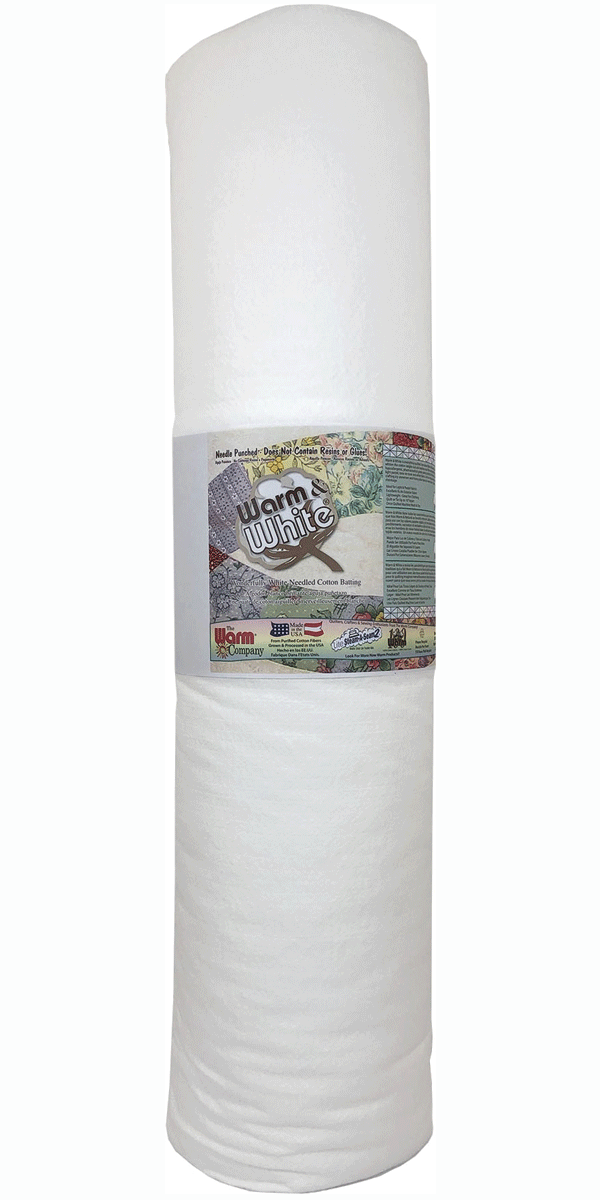 Warm & White 90" x 20 YD Cotton Batting - White Cotton Quilt Batting