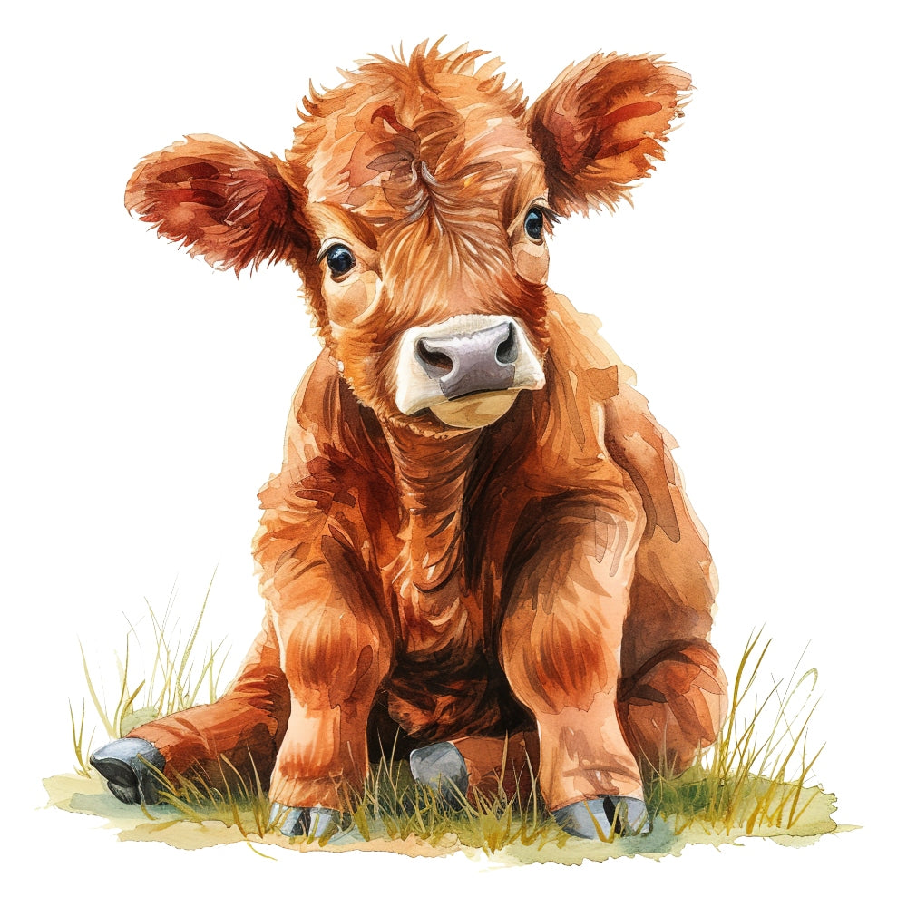 Watercolor Highland Cow Fabric Panel 11