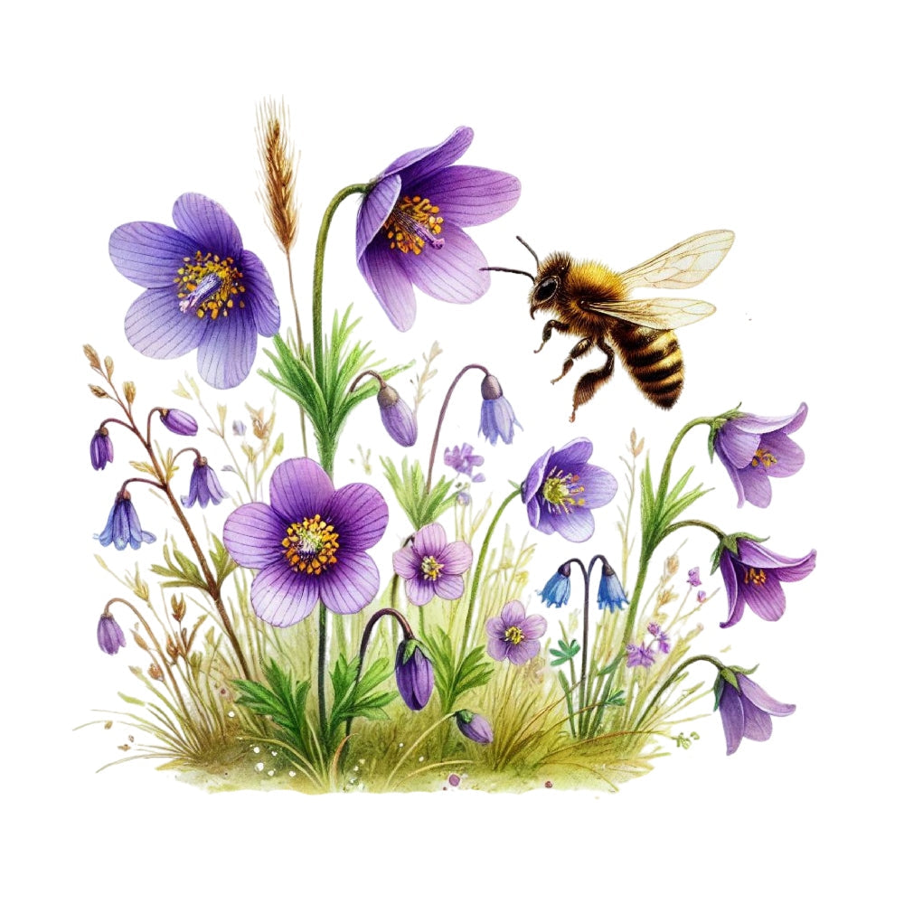 Watercolor Spring Bees Fabric Panel 13