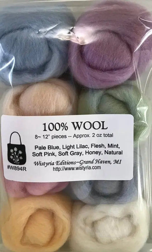 Wistyria Editions Wool Roving Assortment Soft Pastels