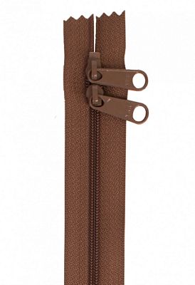 30" Double-Slide Handbag Zipper, Seal Brown