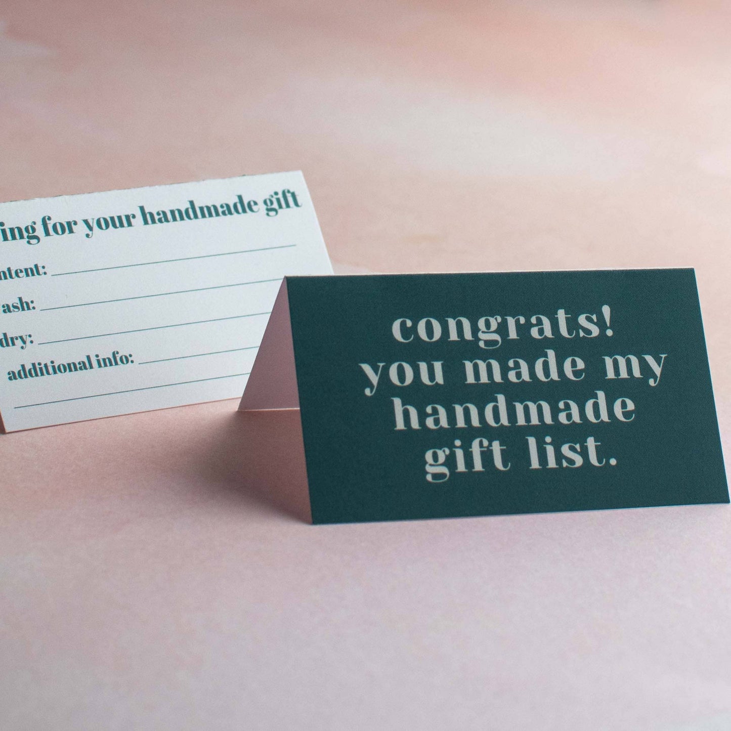 "Congrats! You Made My Gift List!" Care Instruction Cards