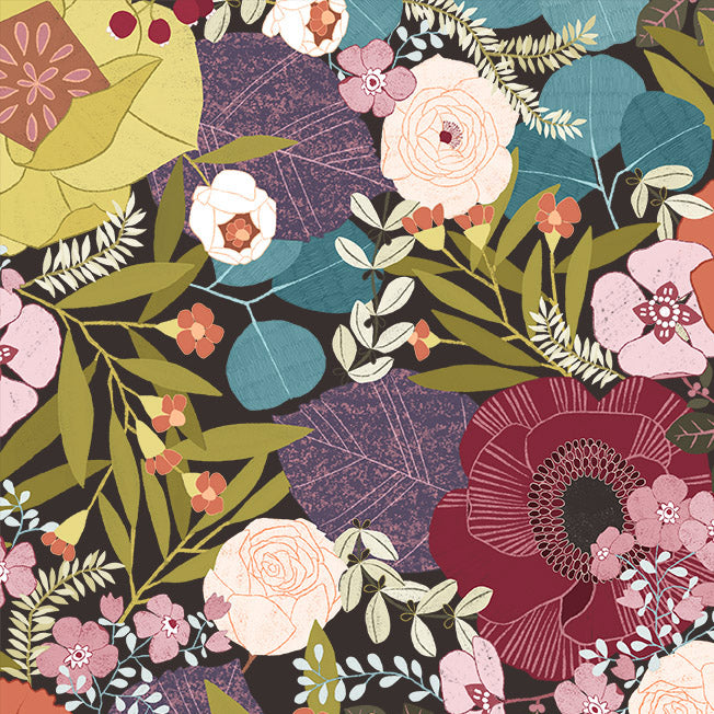 Brown Flawless Flower Cotton 44"/45" Fabric Per Yard