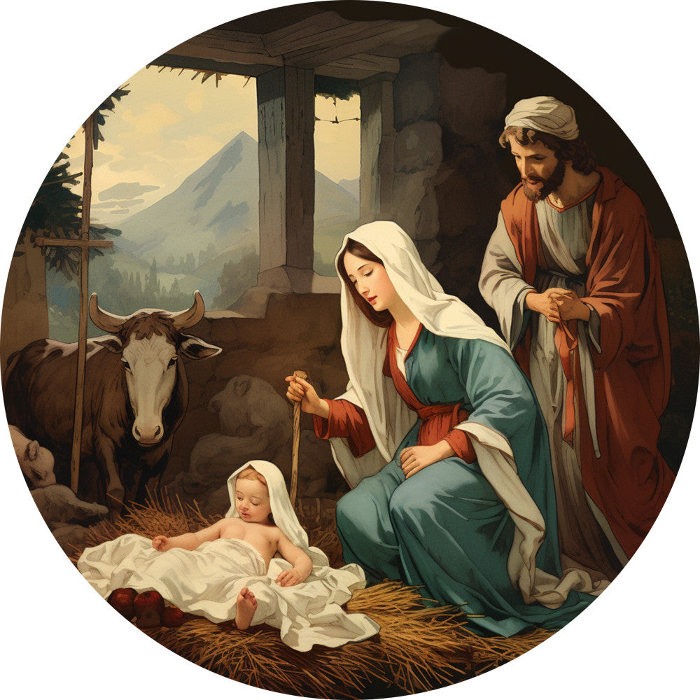 Nativity Christmas Ornaments Fabric Panel 49